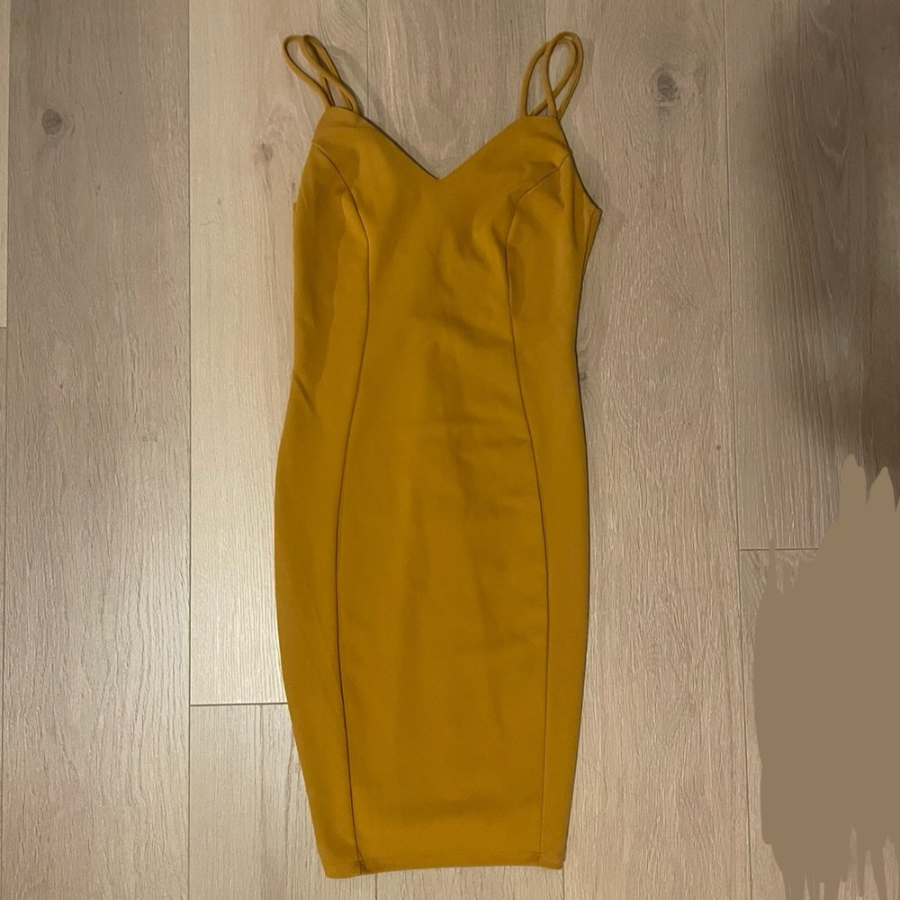 Strappy Mustard Bodycon Dress